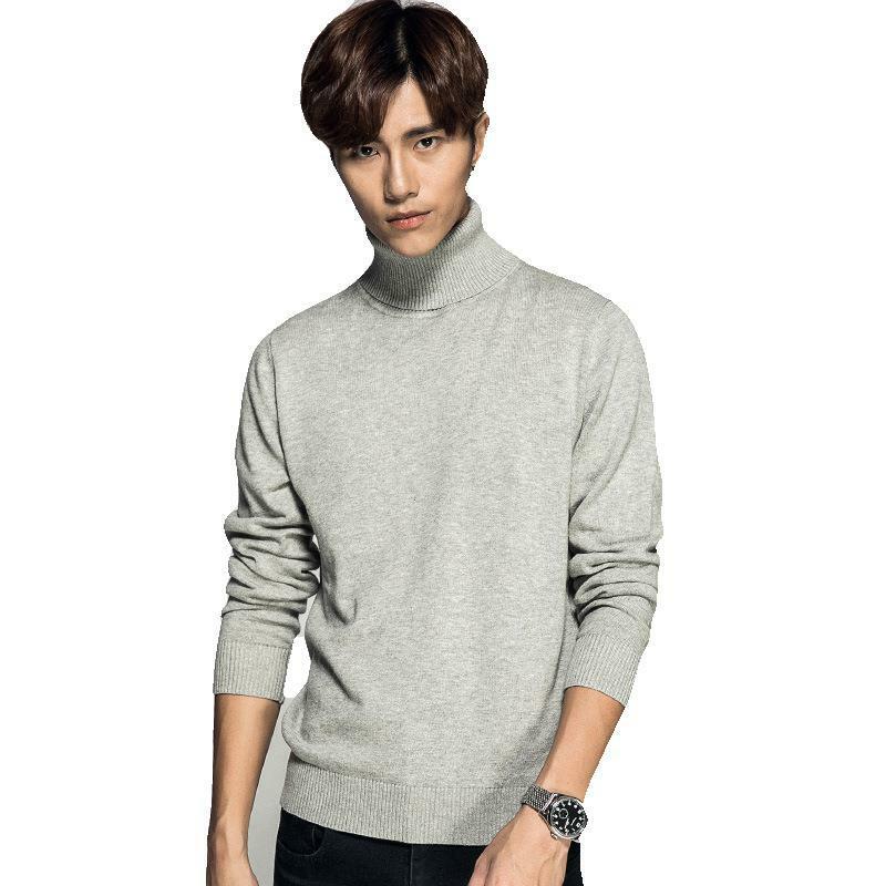 MRMT 2024 nowy męski sweter bawełniany cienki szczupła moda sweter z golfem dla męska bluzka solidny kolor sweter na co dzień