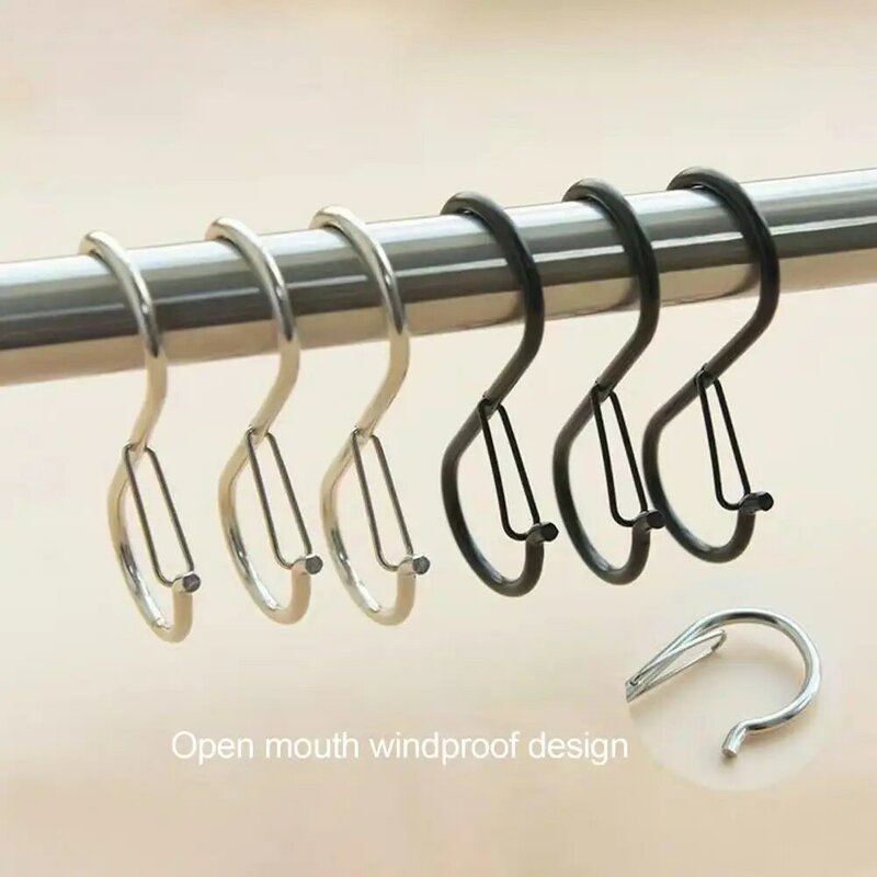 Closet S-hooks Heavy Duty Bathroom Hooks Set for Windproof Hanging Safety 12 Pcs Anti-slip S Hooks for Closet Kitchen Utensils