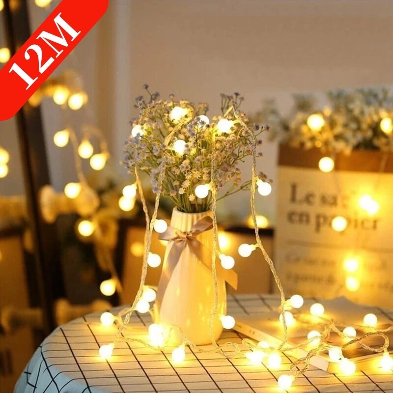 Guirnalda de luces LED para exteriores, cadena de bolas, Bombilla, luces de hadas, fiesta, hogar, boda, jardín, decoración de Navidad