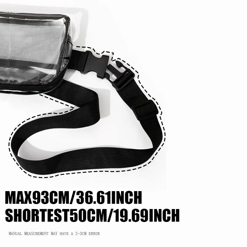 Sac audibag transparent en maille PVC, poche intérieure en plastique, sangle extensible à boucle, peut être utilisé comme sac messager à bandoulière