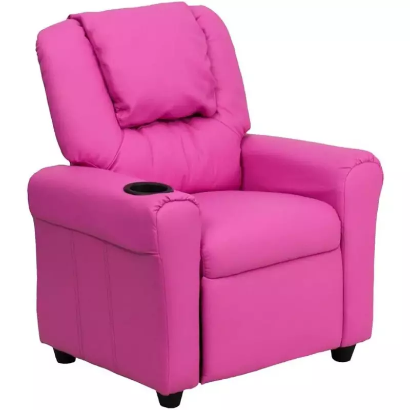 Sofá para niños con portavasos, reposacabezas y seguridad, moderno, con soporte de hasta 90 libras, color rosa