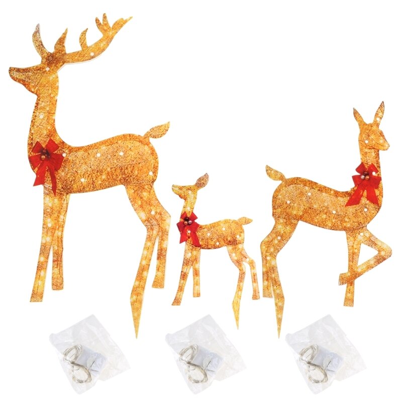 Lumières rennes Noël en matériau acrylique pour décorations cour extérieure