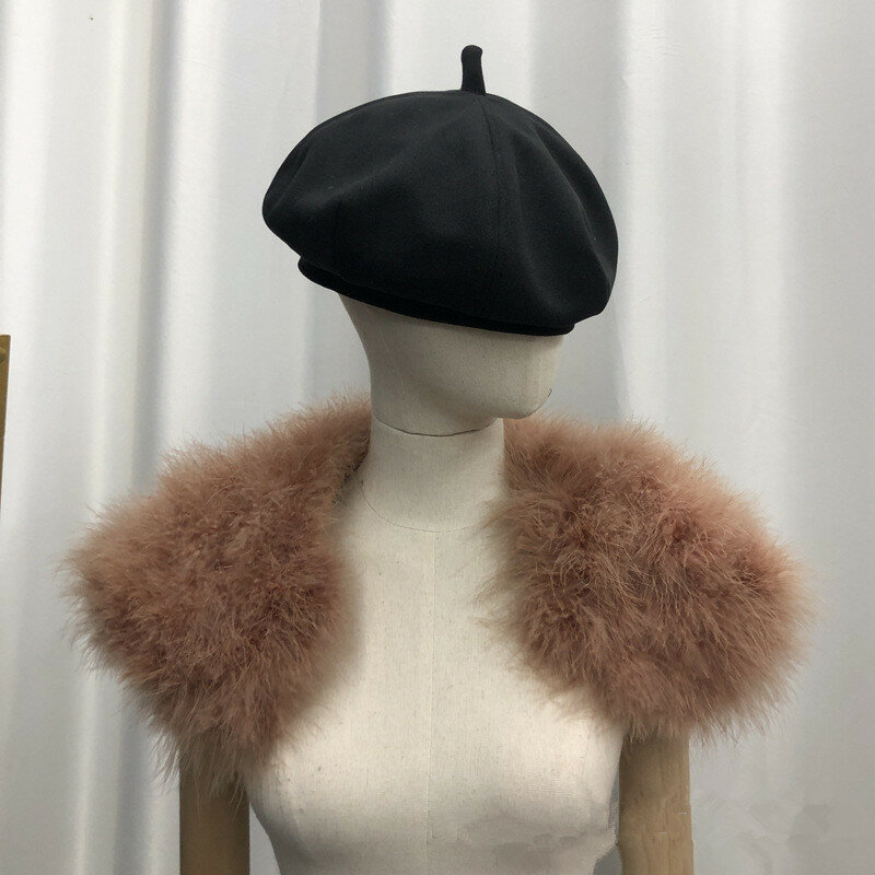 2023 New Arrival Real Fur Cape Women Genuine Ostrich Feather turkey Fur Vest Shawl Poncho Fashion One Size Y4379
