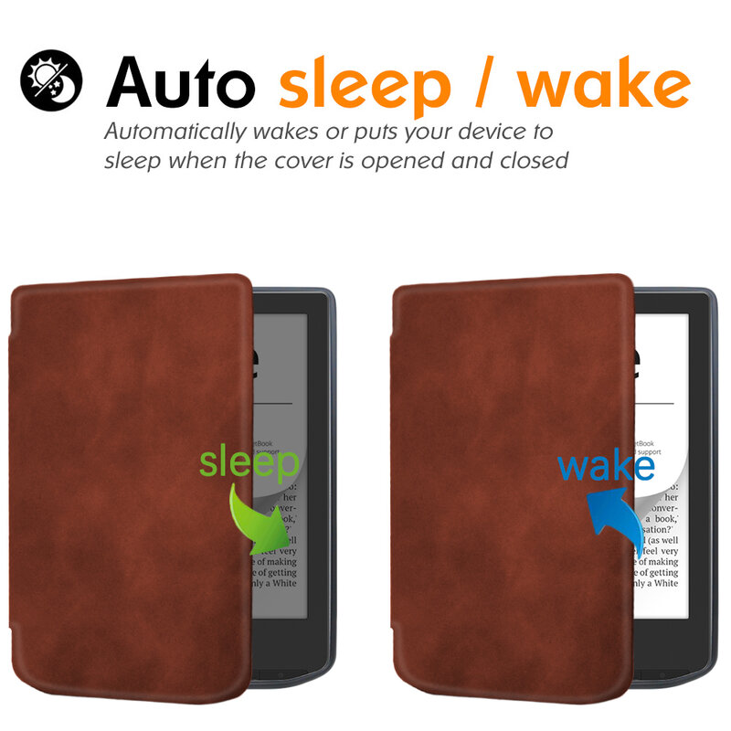 Funda de cuero PU para Pocketbook, cubierta trasera de TPU suave para Pocketbook Verse Pro, Auto Wake Sleep Capa, 629 / 634 (2023)