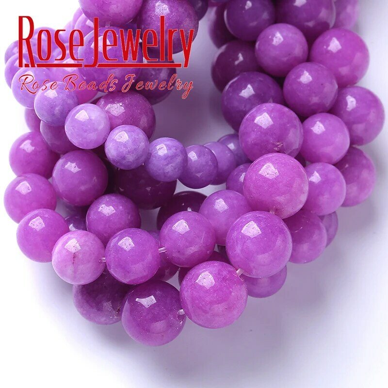 Perles rondes en pierre naturelle de Jades de lépidolite violette, pour la fabrication de bijoux, Bracelets et colliers faits à la main, 15 ''8/10/12mm