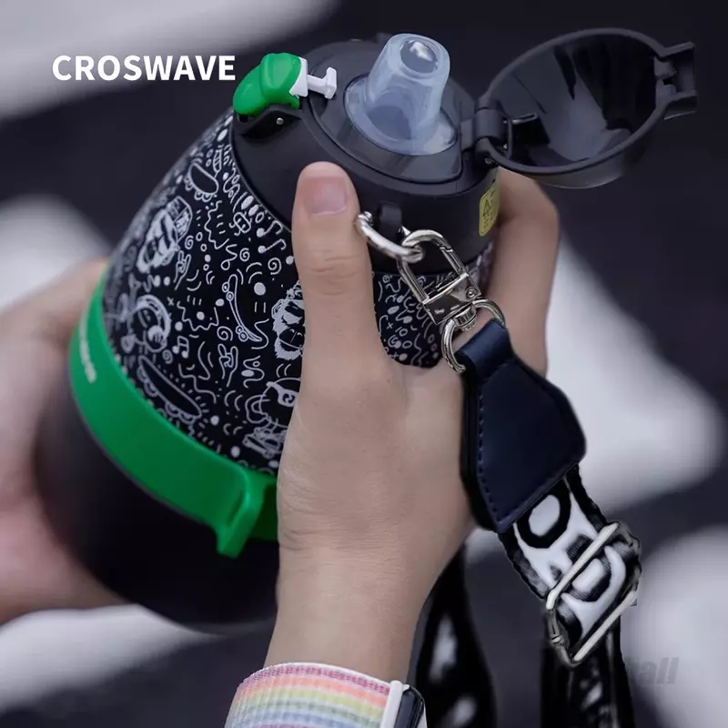 CROSWAVE pasangan olahraga botol air kreatif berkemah filter air baja tahan karat Rugby cangkir termal tusuk silang portabel luar ruangan
