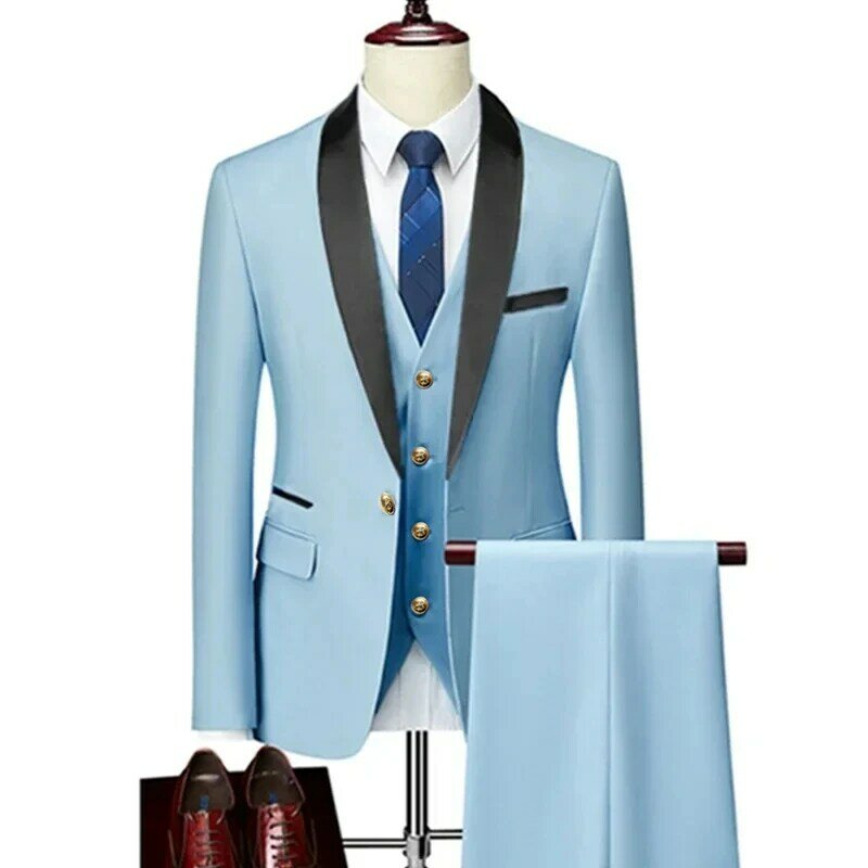 Boutique casual para homens, terno slim fit, blazers masculinos, jaqueta, casaco, colete, calças, colete, calças, moda, 3 peças, 2023