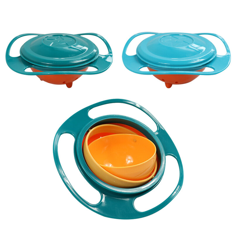 2023  New  Gyro Bowl Practical Design Children Rotary Balance Bowl Novelty Gyro Umbrella Bowl 360 Rotate Spill-Proof Bowl