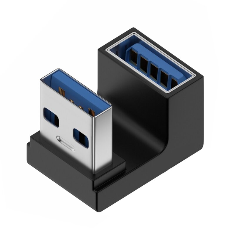 Adaptor ekstensi sudut kanan USB 3.0 derajat, adaptor ekstensi USB ke atas 10Gbps untuk Laptop PC konektor Converte 90 derajat