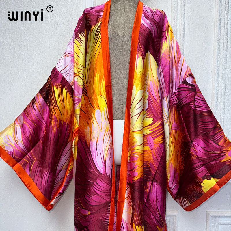 Winyi Sommer Kimono Afrika Kleid Strand tragen Maxi kleid Blogger empfehlen Cardigans Strand Outfits für Frauen Abaya Dubai Luxus