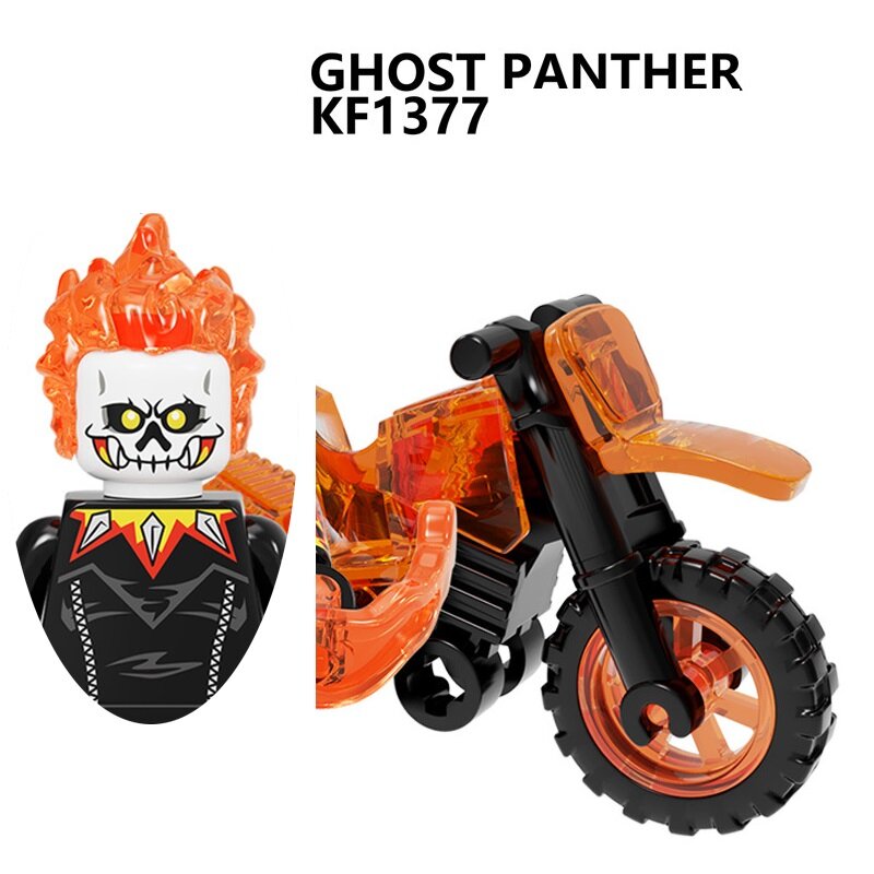 1 Set Superheld Rode Kap Ghost Rider Met Motorfiets Bouwsteen Mini Action Figure Speelgoed