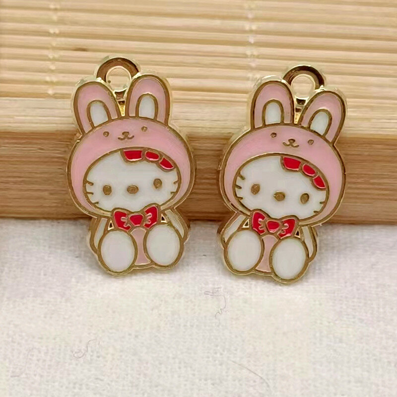 10pcs/lot  Enamel Mini Rabbit Charms for Jewelry Findings DIY Cartoon Animal Charms Necklaces Pendants Earrings Making