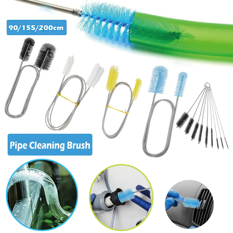 90/155/200CM Aquarium Cleaning Brush for Hose Air Tube Stainless Steel Flexible Double Ended Pipe Brush Fish Tank Accessories