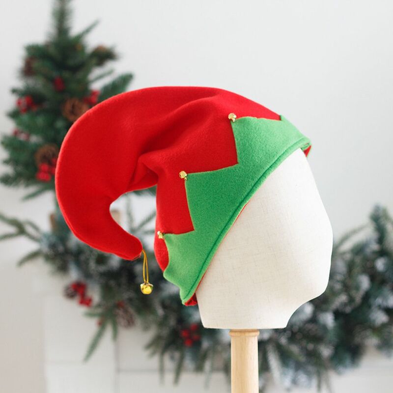 Elf Cap Plush Hat with Metal Bell Decoration for Christmas Santa's Helper Hats Caps Party Accessories Photo Pros