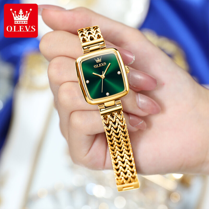 นาฬิกาข้อมือผู้หญิงแบรนด์หรู OLEVS นาฬิกาข้อมือควอทซ์สแตนเลสทันสมัยกันน้ำบรรยากาศเรียบง่ายได้รับการรับรองจากเดิม