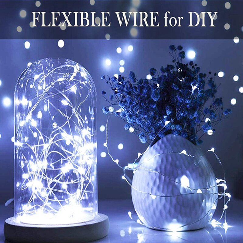 Con batteria 20 Pack String Fairy Lights filo di rame argento decorazioni alimentate a batteria luci per decorazioni natalizie per feste di matrimonio