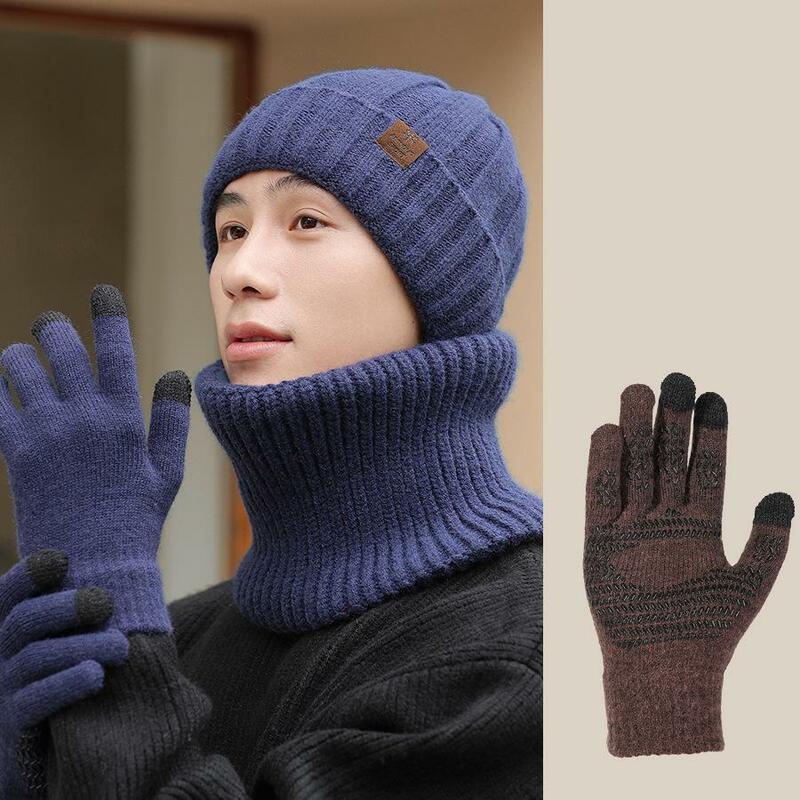 Ensemble écharpe et gants d'hiver pour hommes, bonnet en velours, gants à écran tactile, maintien au chaud, extérieur, résistant au froid, coupe-vent, nouveaux ensembles
