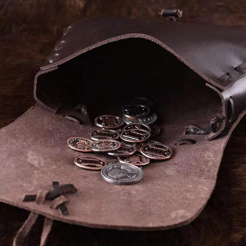 Pu Leather Fanny Pack estilo punk medieval, bolsa de moedas, saco de dados para homens e mulheres, botão snap ao ar livre, adereços cosplay retrô