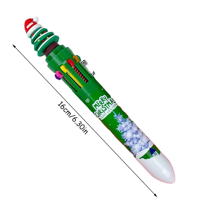 1 шт. Рождественская шариковая ручка 10 цветов, ручка для студентов, цветная ручка с Санта Клаусом, шариковая ручка 0,5 мм, школьные принадлежности, детские подарки