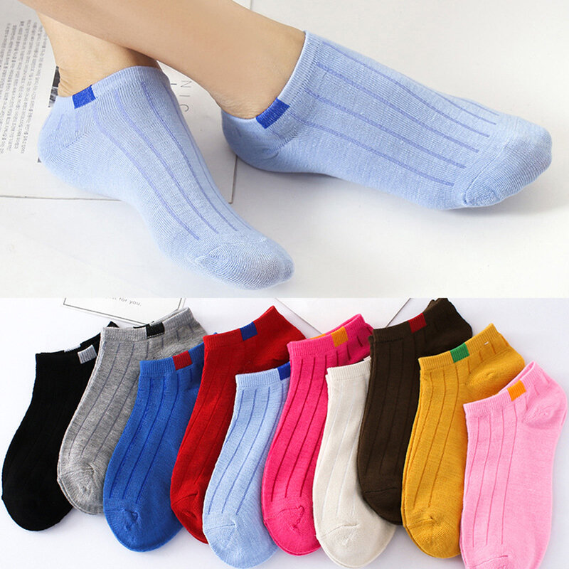 Calcetines tobilleros cortos de alta calidad para mujer, calcetines náuticos de colores dulces, calcetín escolar Invisible, zapatillas, 5 pares, 10 piezas