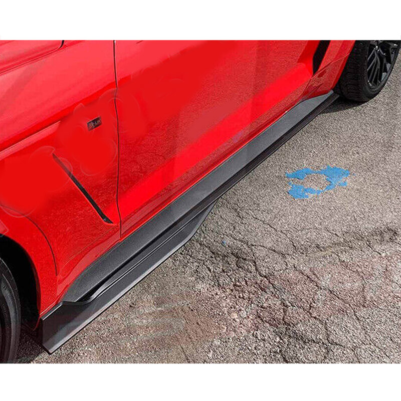 Rok samping cocok dengan 2016-2019 Chevrolet Mustang Rocker Panel ekstensi Auto Parts Hitam 2016 2017 2018 2019