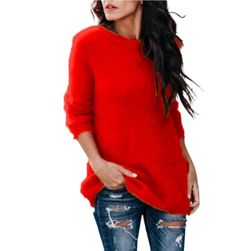 Knitted Sweater O Neck Autumn Sweater Pullover Women Plush Casual Long Sleeve Pullover Sweater Knitted Winter sweater свитер