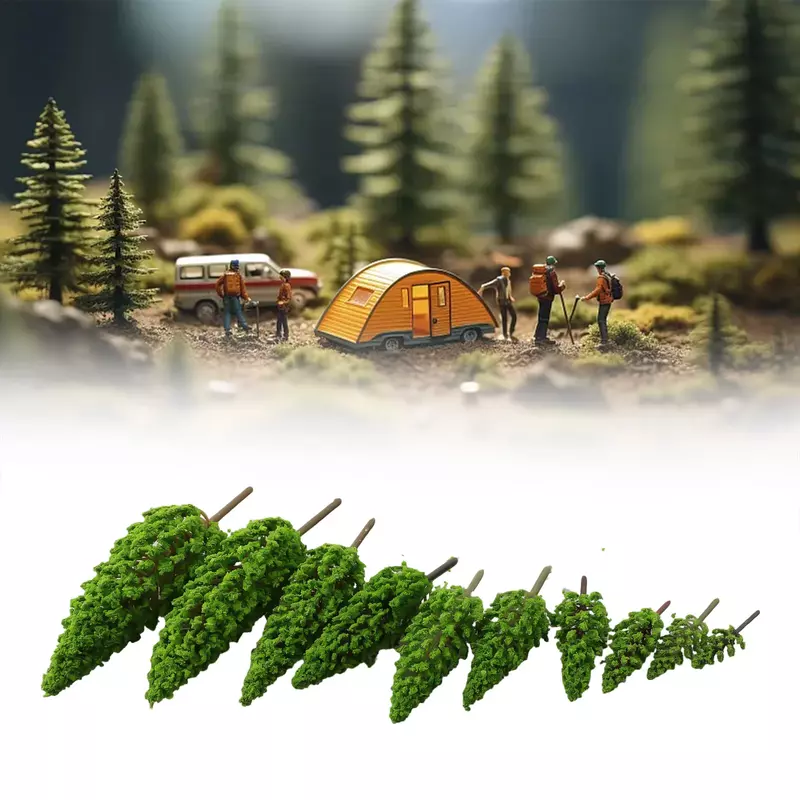 Perfetto per gli appassionati di modellini di treni e giocatori di guerra, alberi modello di pino da 10 pezzi per diorami e paesaggi realistici