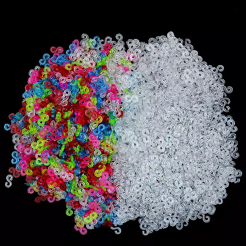 500/100pcs Acrylic S Clips Loom Rubber Band Clips Plastic Jewelry Connectors for Necklace Bracelet Making Colorful Clasp Refill