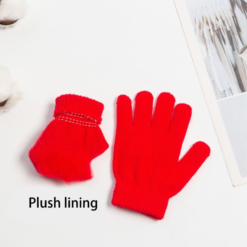 Guantes de dedo completo Unisex para niños, guantes elásticos y cálidos, guantes de punto brillantes y alegres, duraderos para niños y niñas