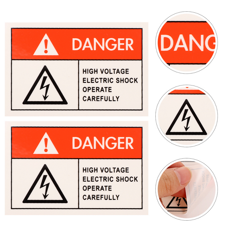 8 Pcs Caution Sign High Pressure Anti-electric Label Pet Film Shocks Labels for Caution