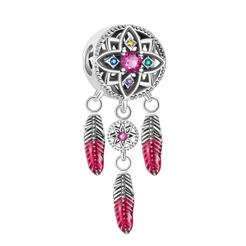 925 silver feather dream catcher eye boutique pendant fit pandora original bracelet charm beads necklace Diy female jewelry