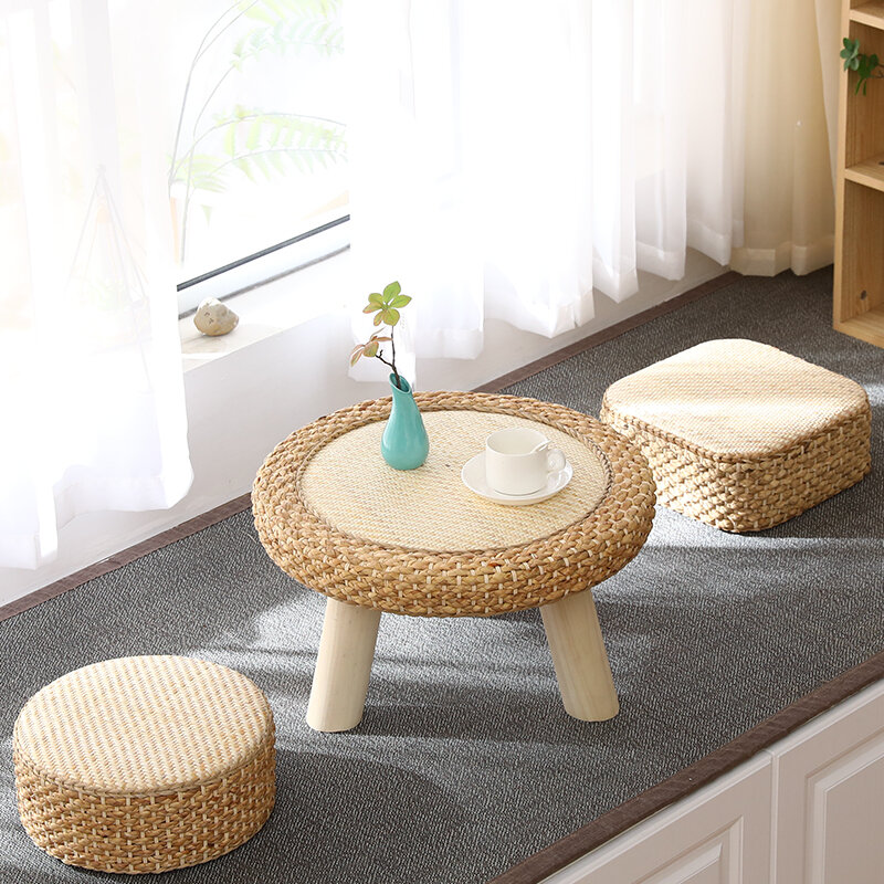 Table basse en bois massif, tatami, balcon, petite table ronde, rebord de fenêtre créatif, pour la maison