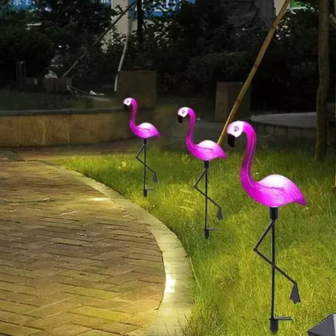 Solar Power Garden Light Beautiful Pink Flamingo Lawn Decor Garden Stake Landscape Lamp waterproof Outdoor Light Luz de jardin