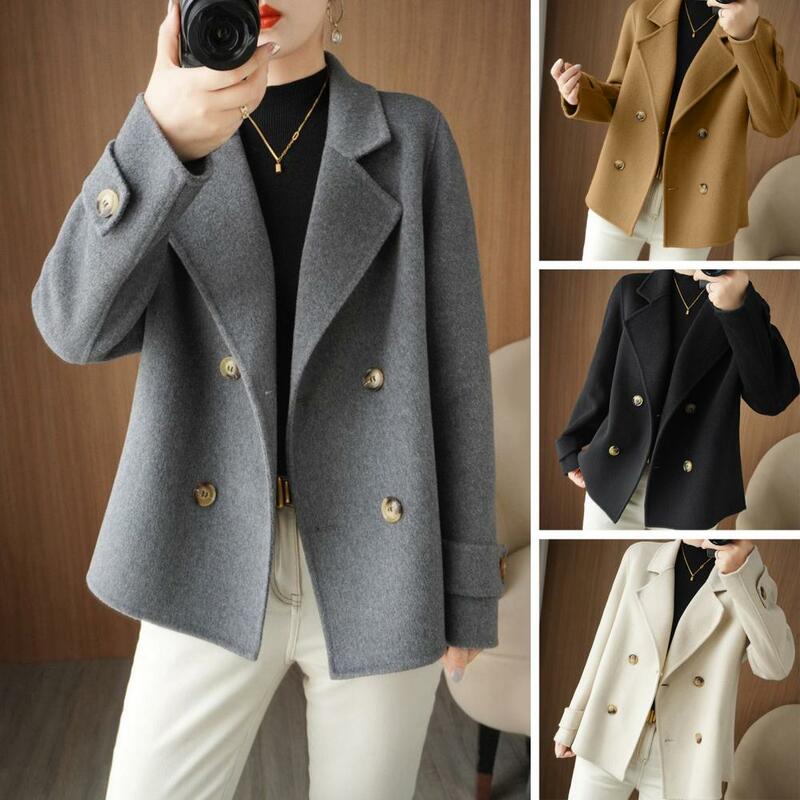 Abrigo holgado de lana con doble botonadura para mujer, ropa de abrigo cálida y elegante para otoño e invierno, para viaje de negocios Formal