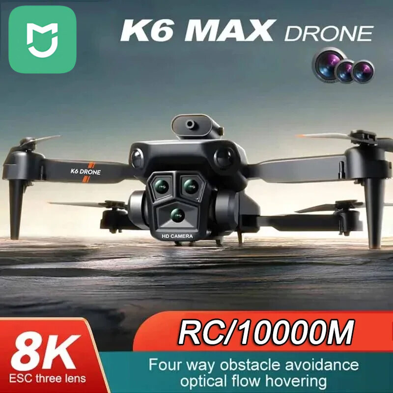 Drone professionnel avec trois caméras, flux optique grand angle, évitement d'obstacles à quatre voies, quadricoptère, Ata Jia K6 Max, 8K, GPS