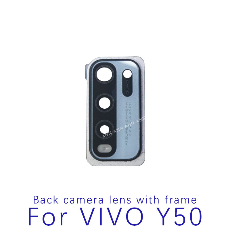 เลนส์กระจกกล้องถ่ายรูปหลังสำหรับ VIVO Y50ชิ้นส่วนอะไหล่กระจกพร้อมกรอบเลนส์กล้องถ่ายรูปหันหน้าเข้าหาหลักขนาดใหญ่