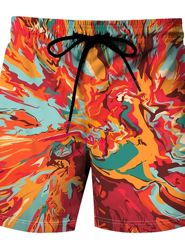 Pantalones cortos de baño con estampado 3D para hombre, bañadores con cordón, de secado rápido, hawaianos, informales, para vacaciones, novedad