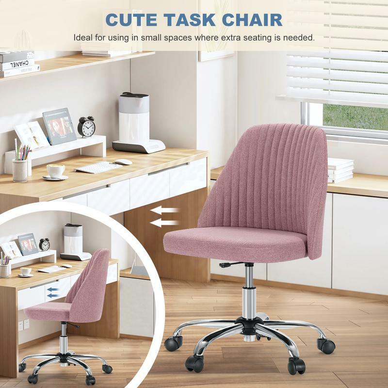 FurniChic HavenFabric Home Office Desk Chass Vanity Swivel Task Chair for Small Space, Living Room, Make-up, Studying