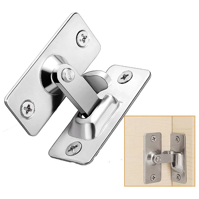 3X Bathroom Stainless Steel Ornaments Supplies Doors Locks Door Sliding Right Angle Lock Door Buckle