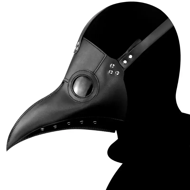 Máscara de couro preto com bico, Doutor Steampunk, Máscara Engraçada Halloween, PU, Pássaros Cosplay