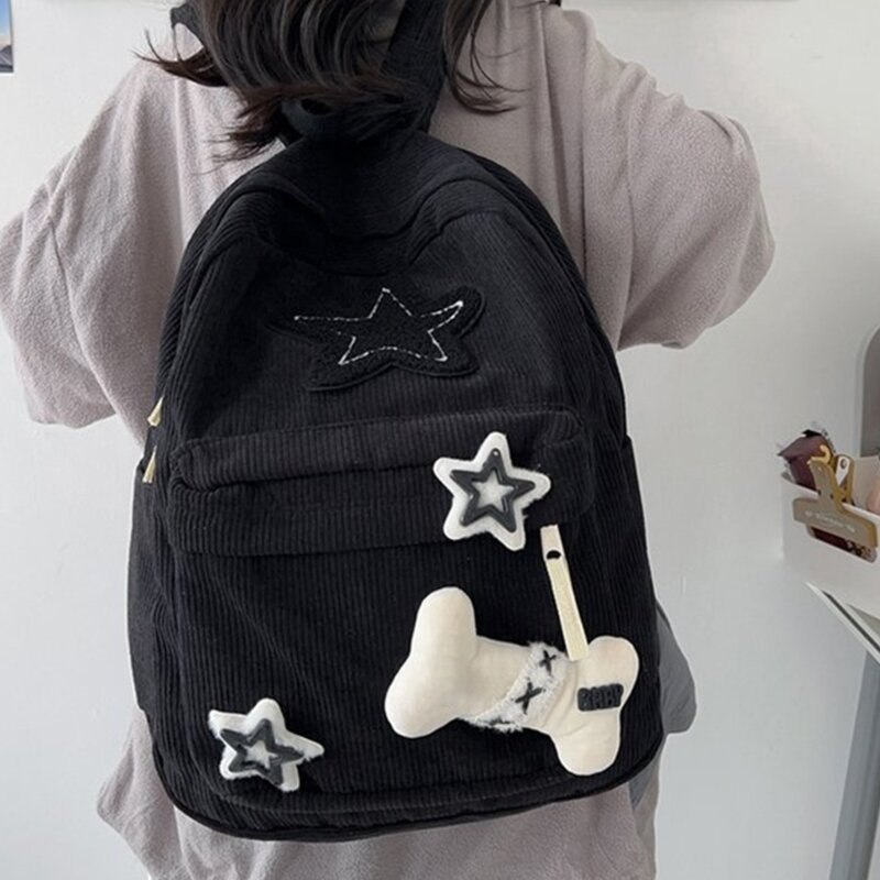 Y2K mochila para portátil con patrón de estrellas para niñas, mochila escolar de gran capacidad para estudiantes adolescentes, bolso de hombro de PANA con doble correa