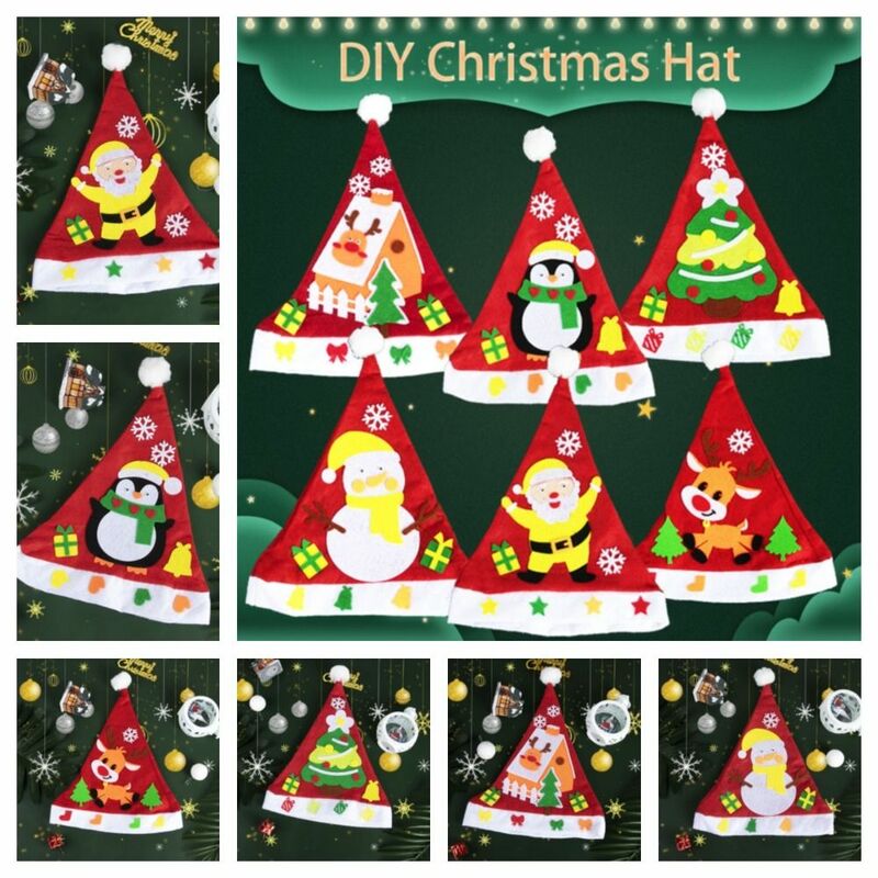 Шапка из нетканого материала ручной работы с Санта Клаусом, оленем, Санта-Клаусом, Рождественская шапка «сделай сам», игрушка, шапка Kriss Kringle для отца, Рождества