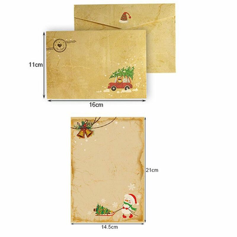 Vintage DIY Gift Santa Claus Invitation Snowman Letter Paper Kraft Paper Christmas Envelopes Xmas Letter Pad