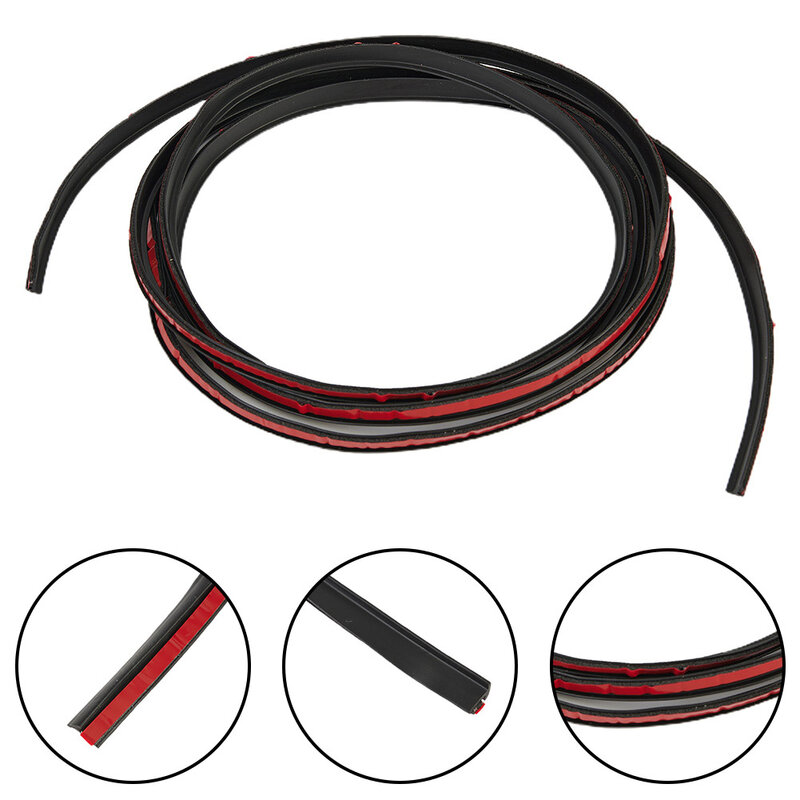 2 Meter Rubber Sealing Strip Black For Car Edge Trim Bumper Lip Side Skirt Styling Mouldings 5*7MM Car Sealed Strips