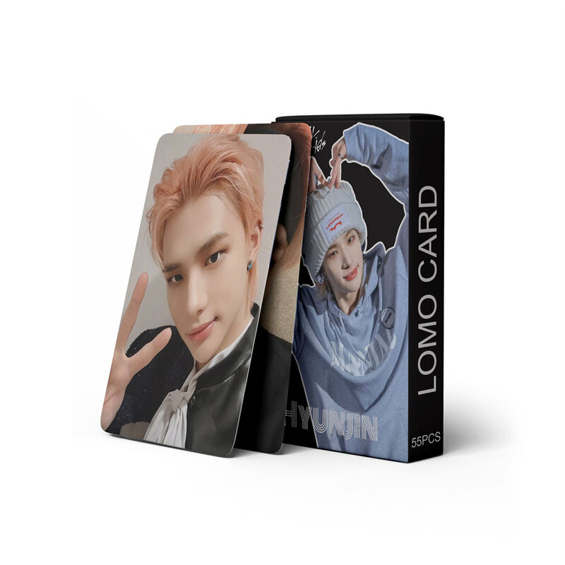 Kpop Idols Hyunjin-tarjeta Personal de fotos en caja, tarjetas LOMO de estilo coreano, alta calidad, HD, colección de Fans, regalo, 55 unids/set