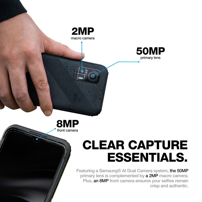AGM H6 Lite: прочный телефон с камерой 50 МП-водонепроницаемый, с защитой от падения, дисплей 6,56 дюйма HD +, стандартная, аккумулятор 4900 мАч