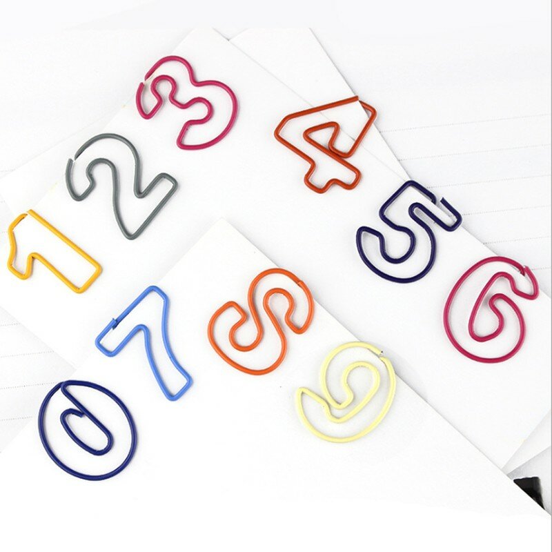10 pçs/lote mini metal digital clipes de papel colorido doce cor clipe para livro papelaria escola material escritório alta qualidade