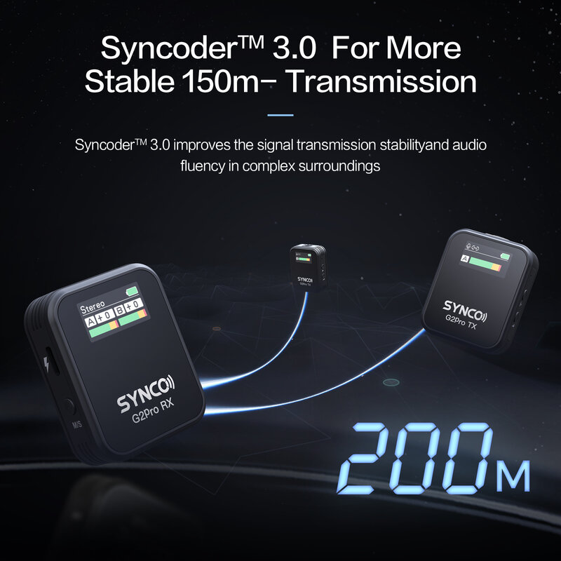 SYNCO-Microphone Lavalier sans fil pour smartphone, appareil photo VzonStreaming, caméscope prometteur, G2A1 Pro, G2A2 Pro, 2.4G