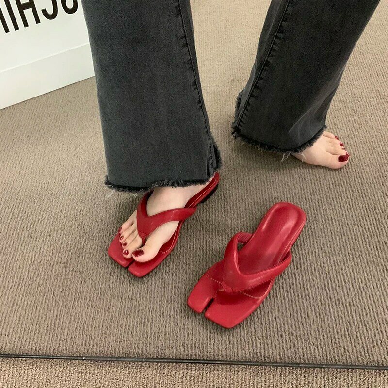 Designer Sommer Frauen Split Toe Slipper Mode elegante weiche Sohle Slides Damen Casaul Strand urlaub Sandal ias Schuhe