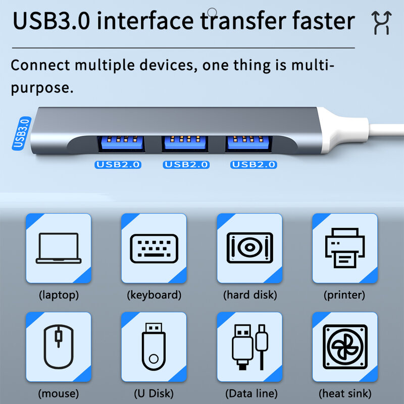 HUB USB C 3.0 typ C 3.1 3/4 Port Adapter z rozdzielaczem z adapterem OTG USB do macbooka Pro 13 15 Air M1 Pro HUAWEI nintendo PC akcesoria